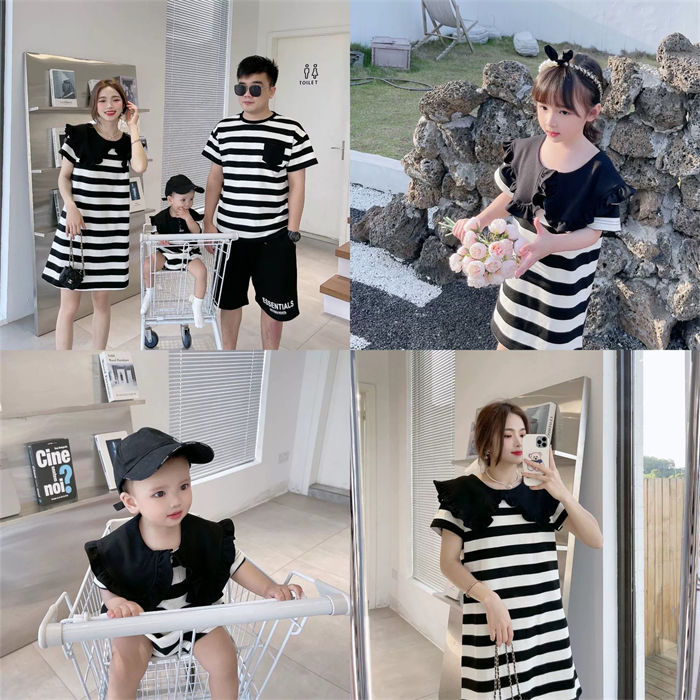 乐天商城 - 夏服 親子 ペアルック tシャツ ペア ワンピース 紺 親子コーデ 親子ペアtシャツ 半袖 コーデ 夏 tシャツ 家族 お揃い tシャツ ブランド 大人 子供 お揃い 3 人 親子 プレゼント 男の子 女の子 可愛い キッズ ママ パパ 母の日 父の日 こどもの日 家族写真 運動会