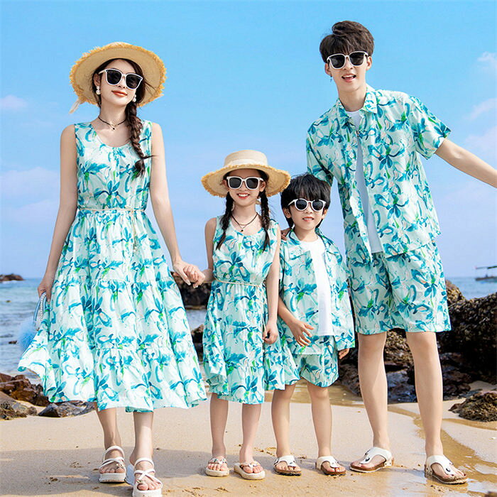 親子ペア夏夏服アロハシャツ親子ペア...