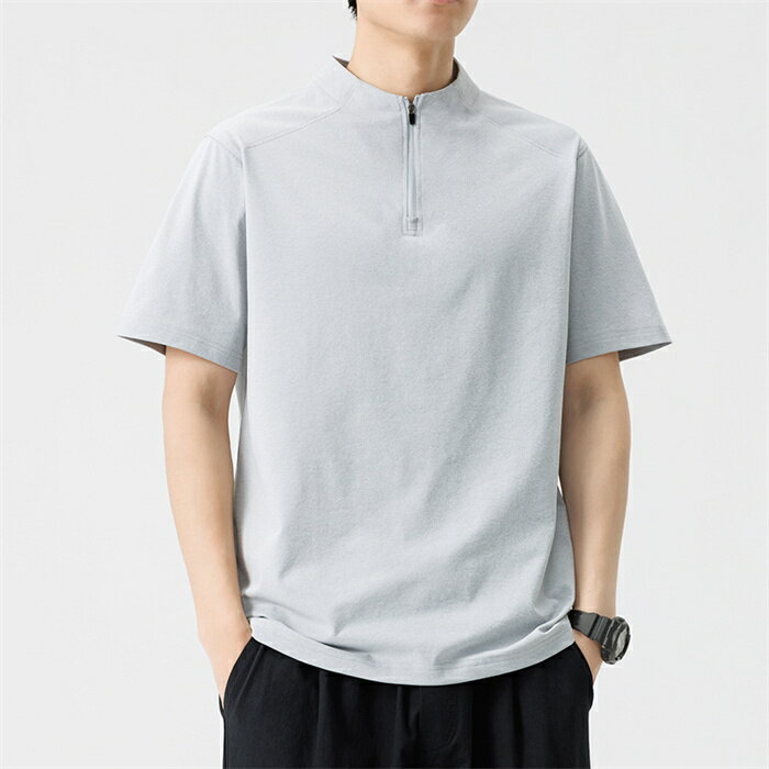 乐天商城 - 半袖シャツ メンズ ゴルフTシャツ ハーフジップ ビジネス tシャツ 半袖 無地 涼しい ティーシャツ メンズtシャツ 半そでtシャツ スタンドカラー 父の日 夏物 新作 オフィス ゴルフウェア