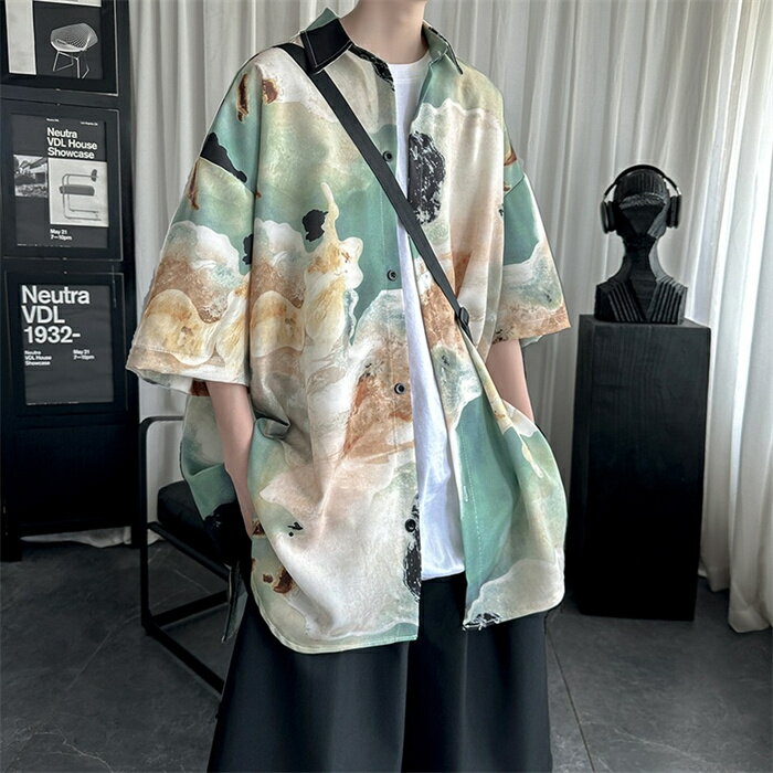 乐天商城 - アロハシャツ メンズ 半袖シャツ カジュアルシャツ 総柄シャツ 薄手 花柄シャツ バラ柄 ボタニカル 花柄 アロハ メンズシャツ トップス 夏 夏服 旅行 レジャー ハワイアン リゾート 30代 40代 50代 60代 ファッション
