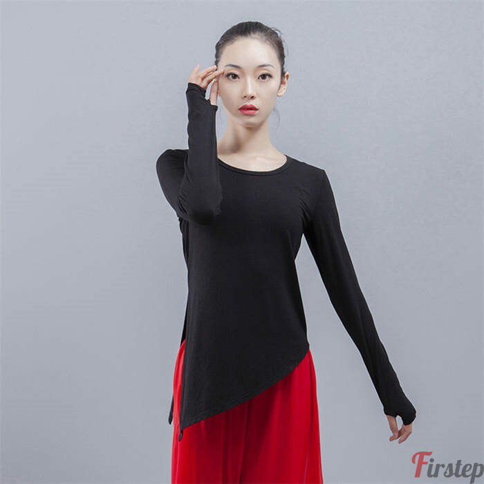 ダンスウエア トップス レディース ダンス 体操 ヨガ レディース用 長袖 ブラウス ストレッチ練習着 レッスンウエア トップス　Tシャツ