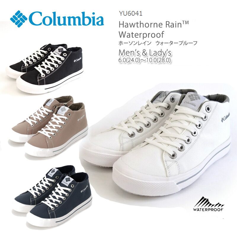 [2024春夏新作] コロンビア レインシューズ レインスニーカー レインブーツ 靴 COLUMBIA YU6041 HAWTHORNE RAIN MID WATERPROOF ホーソンレイン ミッド ウォータープルーフ スニーカー ハイカット 防水 レインウェア キャンプ キャンプシューズ アウトドア