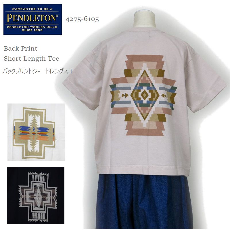  ペンドルトン tシャツ レディース PENDLETON 4275-6105 バックプリント ショートレングス Tシャツ Back Print Short Length Tee 半袖 クルーネック Tシャツ キャンプ キャンプウェア