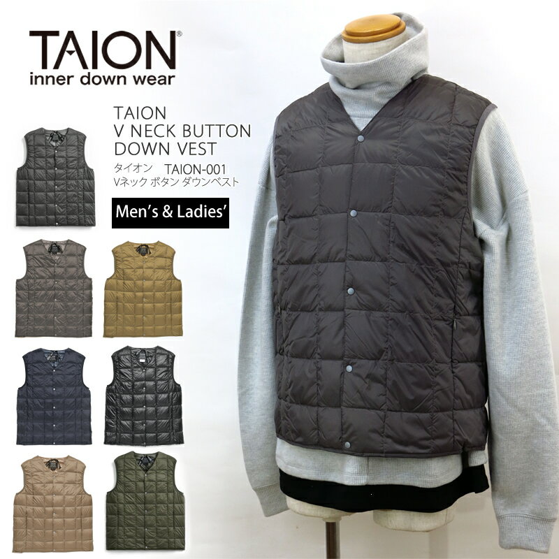 10 OFF 2023秋冬新作 TAION タイオン インナーダウン ベスト TAION-001 TAION V NECK DOWN VEST Vネック ダウンベスト 前あき ダウン キャンプ キャンプウェア アウトドア 800フィルパワー