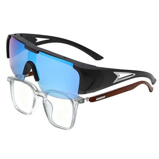 Sunglasses - [FEISEDY]眼鏡の上からサングラス偏光レンズハーフフレームオーバーサングラスUV400保護レディーズメンズカラーレンズドライブ釣りおしゃれ度なし非調光ユニセックスB1605