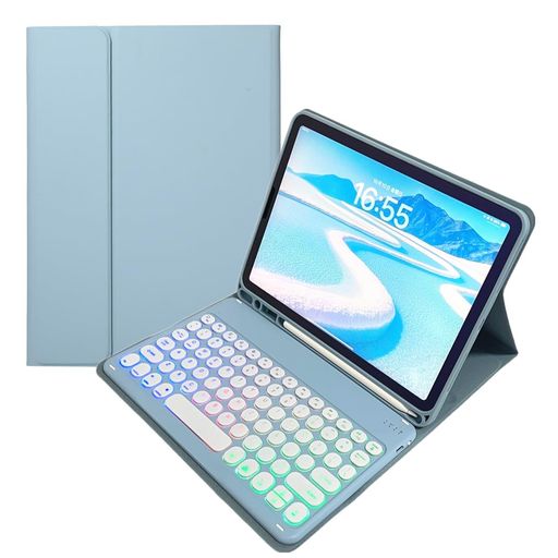 iPad 第11世代 A16 11インチ/ iPad 第10世代 10.9インチ用の キーボードケース レインボーバックライト付き 丸形キー アイパッド11/10世代用の カラフルキーボード カバー レトロ風丸型キー マグ…