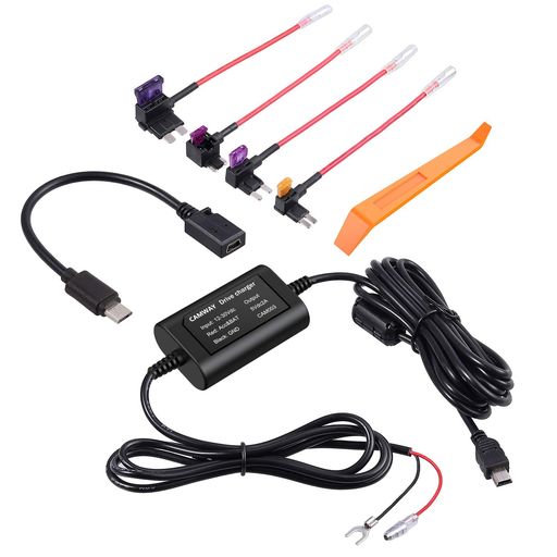 CAMWAYドライブレコーダー用降圧ケーブルドライブレコーダー電源ケーブルMini/MicroUSB電源直結コード24時間駐車監視降圧ラインドラレコケーブル低電圧保護4種類ヒューズアダプター付き12V/2…