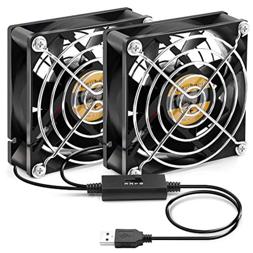 Mauknciusbファン静音5v3段階風量調整usbファン8cm2連長時間稼働用小型冷却ファン