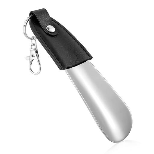 [Dletay] 靴べら 短べら 携帯 ステンレス製 くつべら レザー 短い 高級 軽量 本革 シューホーン キーホルダー 人体工学の設計 チェーン付き 男性、女性、子供、高齢者用
