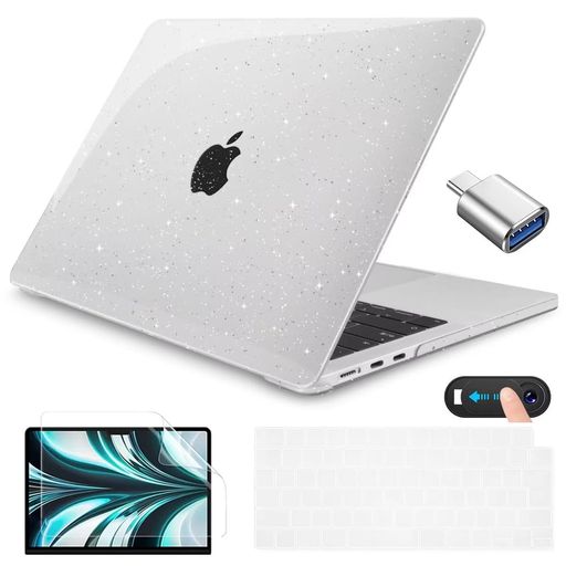 CISSOOK MacBook Air 13.6 M2 M3 M4 M5 ケース 新型 キラキラ クリア 透明 カバー ...