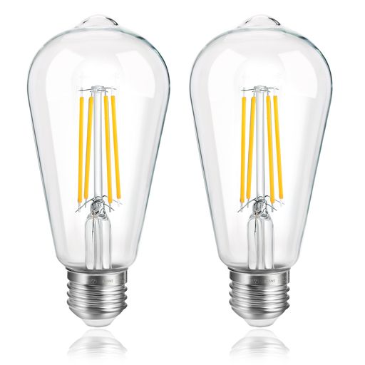 Rakuten - FLSNT LED電球 エジソン E26 60W形相当 6W 806lm 2700K 電球色 フィラメント電球 エジソンランプ シャンデリア用 レトロ電球 雰囲気 高演色 広配光タイプ 非調光タイプ PSE認証済み 2個入