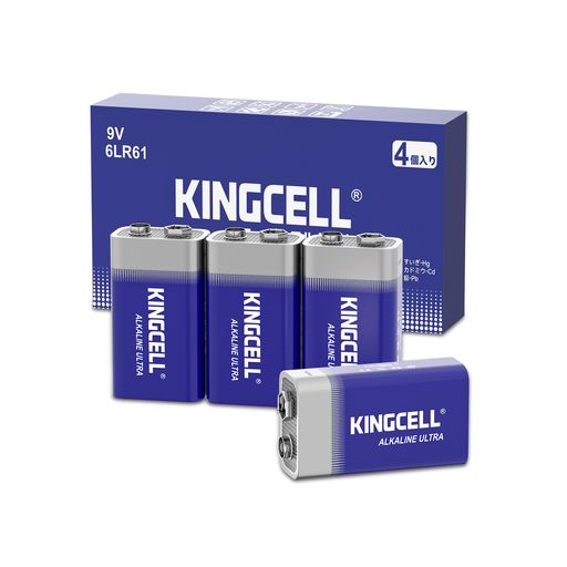 KINGCELL 9V形 アルカリ乾電池 4個セット 高性能 7年保証期間 煙検出器 家庭用 事務設備 持久電力 6LR16電池