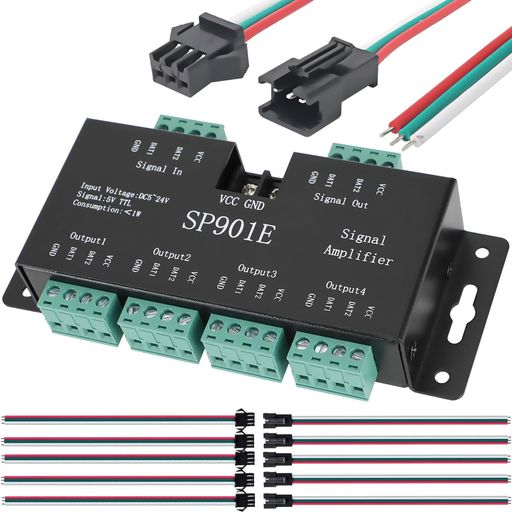 Youmile LED信号アンプ のストリップのアンプ SP901E ピクセル信号データ SPI の中継器のコントローラー WS2801 WS2811 WS2812B WS2813 WS2815 のための SM 2.54 3 Pin