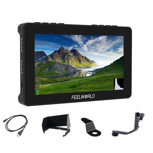 FeelworldF5ProV46インチ3DLUTタッチスクリーンDSLRカメラ4KフィールドモニターHDMI/Type-C入力IPS小型フルHD1920x1080外付けワイヤレス画像送信機LEDライト変換ボックスが可能
