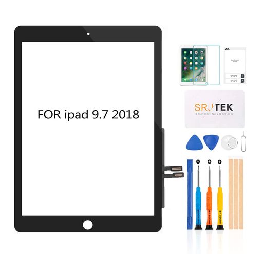 SRJTEKForiPad2018iPad69.7”第6世代A1893A1954交換修理用タッチパネル(フロントガラスデジタイザ)タッチスクリーン取り付けテープ付属(LCDなし ホームボタンなし)修理パーツ部品 画面保護フィルム