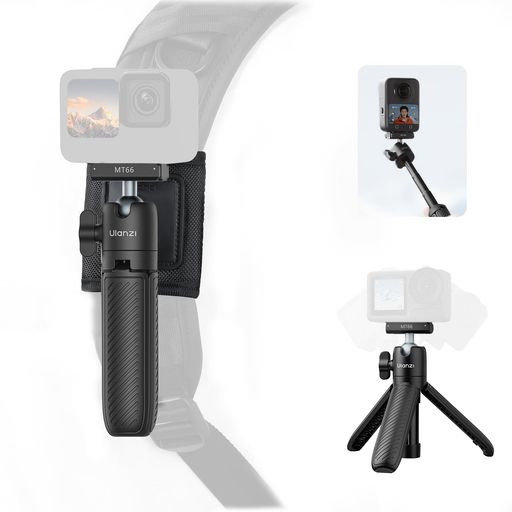 Rakuten - Ulanzi MT66 Action5用Action4用カメラ三脚 バックパック対応ミニ三脚 磁気マグネットマウント クイックリリースアダプタ 3段伸縮 自撮り棒 卓上三脚 ベルクロストラップ付き 360度回転自由雲台