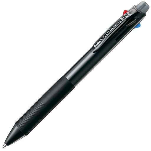 サイズ:軸径 18mm x奥行 13mm x 長さ 144mm 重さ:14g 多機能ペン:ボールペン3色(黒、赤、青)+シャープペン ボール径:0.5mm、シャープ径:0.5mm 材質:前軸:再生PC 後軸、ノック:PC スライダー:POM グリップ:エラストマー