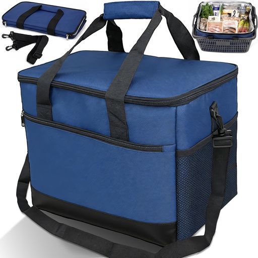 ソフトクーラーボックス 35L 大容量 500g超軽量 折り畳み クーラーバッグ 保冷バッグ レジカゴサイズ 4層断熱構造 防水 水漏れ防止 肩掛け手持ち3WAY キャンプ BBQ 買い物 アウトドア 父の日…