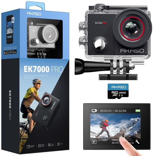 【AKASO EK7000のアップグレードシリーズ&amp;4K優れた高画質&amp;広角レンズ】EK7000Proアクションカメラは4K&amp;20MPの画【AKASO EK7000のアップグレードシリーズ&amp;4K優れた高画質&amp;広角レンズ】EK7000Proアクションカメラは4K&amp;20MPの画質で、素敵な瞬間を細部まで漏れなく鮮明に記録し、臨場感を再現できます。高感度CMOSセンサーを搭載し、スミアノイズのない高画質な映像で夜間でも高い視認性を確保します。超広角レンズ搭載し、広い範囲を撮ることで視野全体を記録できるだけでなく、遠近感が強く出せるので、より迫力のある映像を撮れます。で、素敵な瞬間を細部まで漏れなく鮮明に記録し、臨場感を再現できます。高感度CMOSセンサーを搭載し、スミアノイズのない高画質な映像で夜間でも高い視認性を確保します。超広角レンズ搭載し、広い範囲を撮ることで視野全体を記録できるだけでなく、遠近感が強く出せるので、より迫力のある映像を撮れます。128GB SDカード付、別に購入する必要がありません。