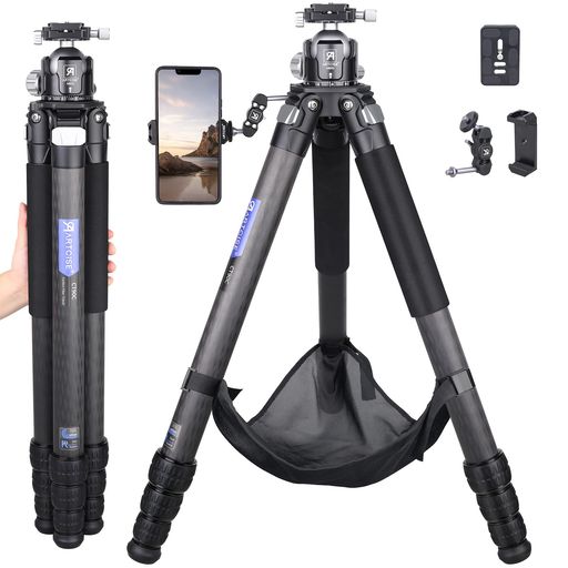 ARTCISE40mm管経大型カーボン三脚&52mmボール低重心雲台コンパクトトラベルカーボンファイバーカメラビデオ三脚アルカスイス規格クイックシューパノラマ三脚ヘッドDSLR/一眼レフ/デジタル…