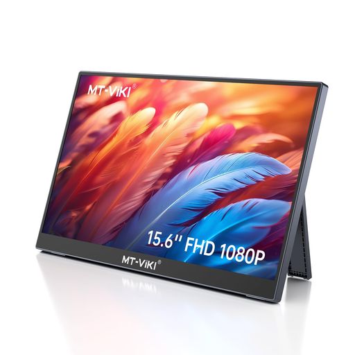 MT-VIKI 15.6インチ ポータブルモニター 1920x1080 FHD IPS液晶、スタンド付き 超薄型 持ち運びモニター Mac/PC/Laptop/PS3/PS4/PS5/Xbox対応