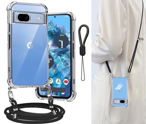 COKKAS GOOGLE PIXEL 8A ケース グーグルピクセル8A ケース ショルダー [ストラップ2本付き] 紐付き 肩がけ 首掛け 縄掛け ピクセル8A カバー ストラップホール付き 可愛い 薄型 透明 ハード PC+シリコン TPU