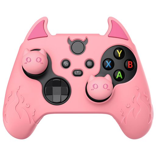 PlayVital可愛い悪魔のスタイルシリコンカバーサムスティックキャップカバー付き、forxboxSeriesX、forxboxSeriesS、forxboxCore【ピンク】