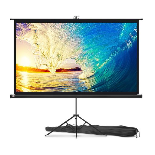 PropVueプロジェクタースクリーンスタンド付き84インチ(210cm)-室内屋外スクリーン映画オフィスプレゼンテーション-16:9HD最高級しわなしプロジェクター用三脚折り畳み式キャリーバッグ