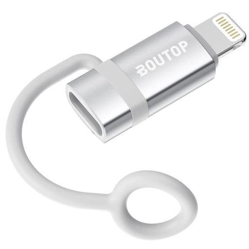 BOUTOP ライトニング タイプC 変換アダプタ 60W PD急速充電・高速データ転送対応 USB-C to Lightning アダプター Lightning端子のiPhone/iPad専用 アルミ合金製・放熱設計・紛失防止ストラップ付き
