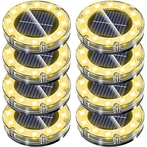 NFESOLAR LEDガーデンライト ソーラーライト 防水 光センサー おしゃれ 屋外 庭 ライトアップ 外構 エントランス 置き型 埋め込み式 樹脂 ブラック、クリア (8個セット)
