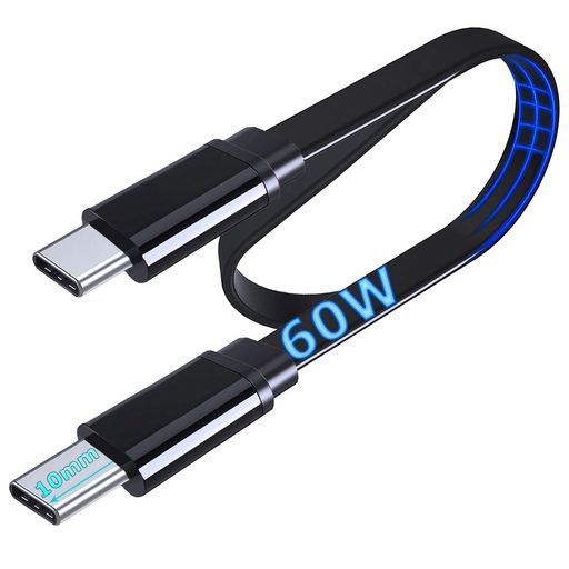 UNIDOPRO平らなUSB-CtoUSB-CPD60W3A急速充電データ同期コードTypeCケーブル[10mm延長ロングコネクタ]-対応