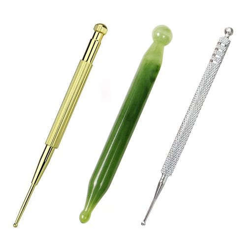 MILANQWツボ押し棒耳棒3本セット丸頭真鍮製筋膜リラックス顔面ローラー美顔