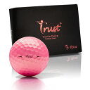 TrustトラストゴルフボールNewRosa(ローサ)被らない目立つ飛ぶ曲がらない止まる柔らかい打感ウレタンカバー3ピースダイナミックコア1ダース(12個入り)ゴールドピンク