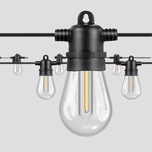 alitadeLEDストリングライト15m屋外防雨型一定の長さの延長コード付き16個S14電球ソケット電球色PC素材..