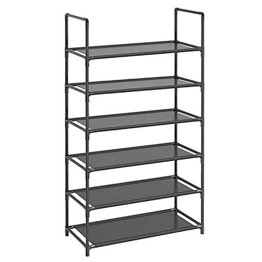 Whatafitシューズラック6段幅60x奥行28x高さ105cm大容量12~18足靴置き収納分割可能スリム靴箱下駄箱靴..