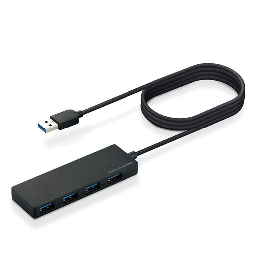 エレコムUSBハブU3H-FC04BBK【超小型・軽量設計】USB3.0Aポートx4ケーブル1.5mブラックMacBook/Surface/Chromebook他ノートPC対応