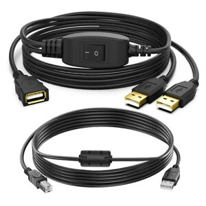 LBSCUSBスプリッター2.0USBYケーブルオス-メスデュアルハブ1.5m延長ケーブル付き|2台PC共有プリンター/スキャナー/FAX機対応|プラグアンドプレイ|高速データ転送480Mbps