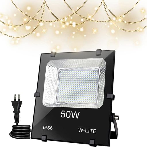 DINGLILED LED投光器 屋外照明 50W 500W相当 フラッドライト IP66防水 豪雨対応 高輝度 6000K 昼白色 広角150度 作業灯 長持ち 省エネ 耐久性 プラグ付き 防水作業灯 看板灯 集魚灯 駐車場灯 防犯 防災 屋内 屋外兼用