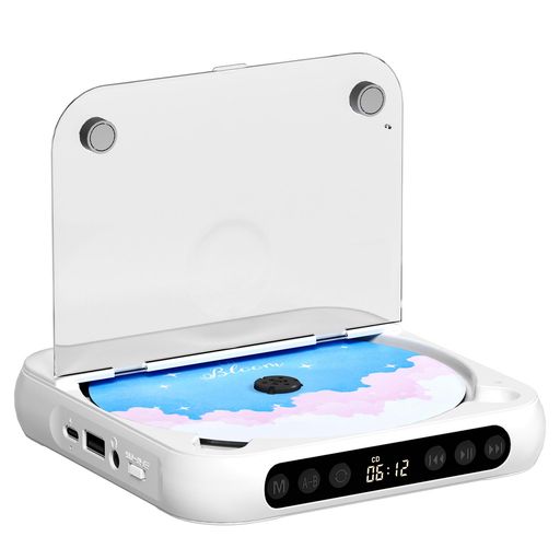 cdプレーヤー ラジカセ スピーカー 家庭での使用に最適、CD/AUX/USB再生をサポート音楽再生/語学学習/胎児教育 日本語説明書 ホワイト
