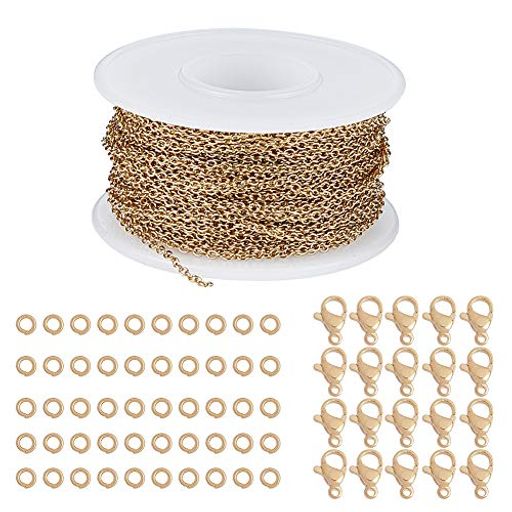 SUNNYCLUE2mm長10mアクセサリーチェーンアジャスターチェーンチャームステンレスチェーンかにかんパー..