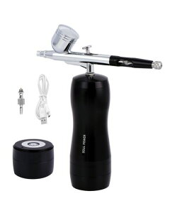 SOULPOWER充電式エアブラシModel-04NEOコンプレッサー残電量可視化予備電池付きダブルアクション自動電源オートスイッチハンドピース初心者向け口径0.3mm模型プラモデル塗装ルアーDIY(ブラック)