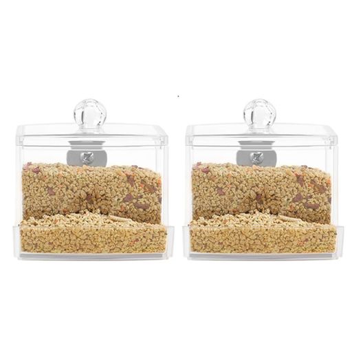 Kisata鳥フィーダー透明2個セット鳥バードフィーダー餌やり給餌機鳥かごケージオウムえさ入れ鳥かご掛..