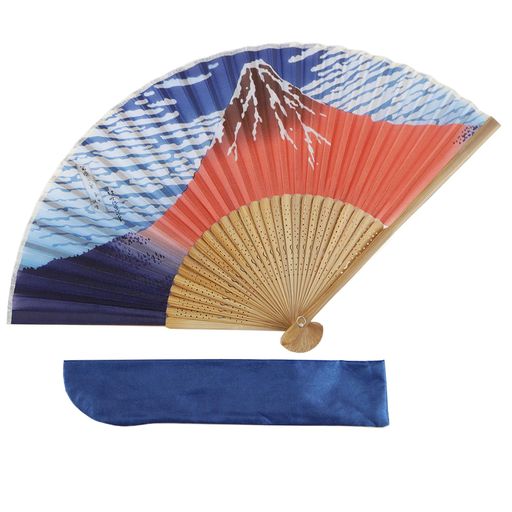 [TOuWA]扇子メンズレディース竹骨和柄軽量日本お土産お祭り花火大会忘年会新年会発表会浴衣着物和装和小物歌舞伎小物紳士用男女兼用センス2点セット(扇子、扇子袋)