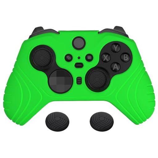PlayVitalXboxEliteWirelessControllerSeries2Coreに対応用保護カバー、ソフトラバースキンやサムスティックキャップカバー付き【グリーン】
