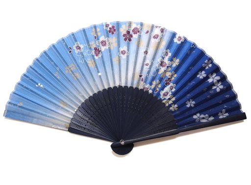 Other - 旭王扇子職人の手作り婦人シルク扇子21cm30間流れ桜ブルー(ラメ入り)121050