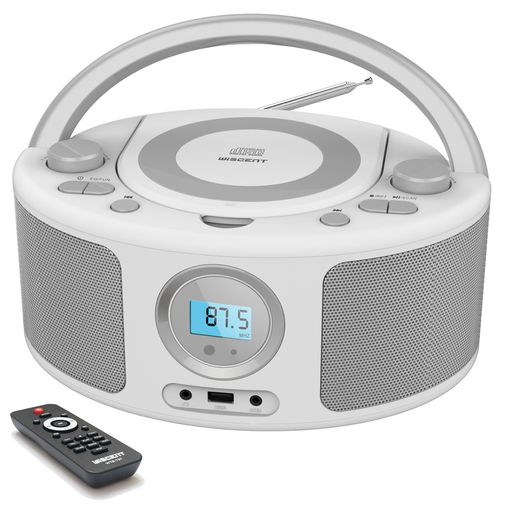 [シンプルでスタイリッシュな多機能CDラジオプレーヤー] ►1.CDプレーヤー ►2.ラジオを聴く: FM受信 ►3.Bluetooth入力: デバイス(携帯電話、タブレット、コンピューターなど)をCDプレーヤーに接続 (Bluetoothヘッドセットはサポートされていません) ►4.USB経由でのMP3再生(最大128GB): MP3/WMA ►5.AUX入力 ►6.以下のことも可能です。 3.5mmヘッドホンジャックでCDプレーヤーと接続。 3.5mmヘッドフォン(別売)でプライベートな音楽を楽しめます。 ►7.リモコン(電池別売)が付属しており、簡単に操作できます。 コンパクトでシンプル、スタイリッシュでエレガントなデザインのこのCDスピーカーは、自宅や外出先でお気に入りの音楽を楽しむのに最適です。 [トップローディングCDプレーヤー] お気に入りのCD、CD-R/RW、MP3 CD、オーディオブックCDを再生できます。前/次の曲、停止、リピート機能。音楽用5つのEQモードをサポート:ROCK/ POP/ FLAT/ CLASS/ JAZZ。