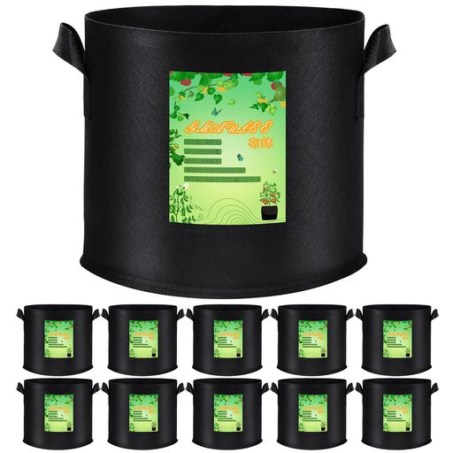 GMAULEE 不織布プランター 栽培袋 布鉢 2ガロン10個セット フェルト 植え袋 植物育成 厚手 通気性 持ち手付き 花栽培 野菜栽培 園芸果物栽培