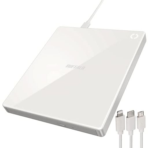 バッファローラクレコ+iPhoneスマホCD取り込みCDレコーダー語学学習プレーヤーパソコン不要ケーブルモ..