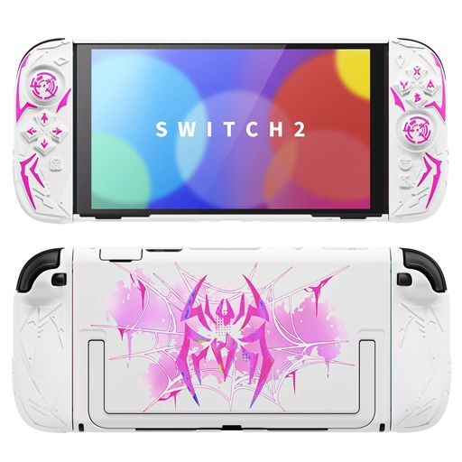PlayVital Nintendo Switch 2対応サイバースパイダー保護ケース ドック&内蔵キックスタンド対応 耐衝撃 滑り止めシリコングリップ switch 2対応背面ハードシェル ジョイスティックカバー&ステッカ…
