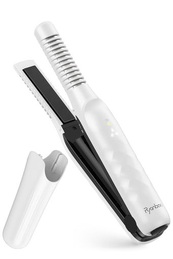 Ryanbooコードレスヘアアイロン【機内持ち込み可能・水蒸気爆発を起こさない】USB充電式ヘアアイロンコードレスミニ|MAX200°C・3段階温度調整・前髪用|コンパクト持ち運び・キャップ付・…